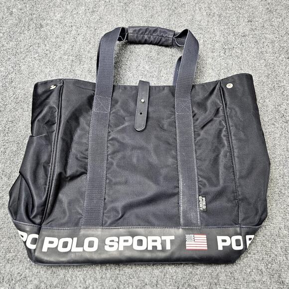 VTG Polo Sport Ralph Lauren Tote Bag Navy Blue 90s Y2K US Flag Beach Pool - Picture 1 of 11